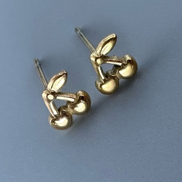14k Gold Vermeil Tiny Cherry Studs - Picture 7 of 10